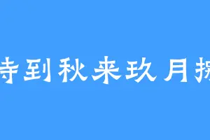 待到秋来玖月捌