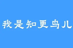 我是知更鸟儿