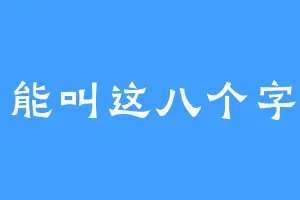 只能叫这八个字了