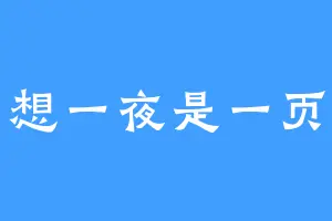 想一夜是一页