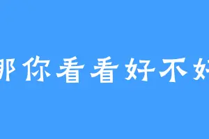 那你看看好不好