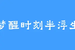 梦醒时刻半浮生