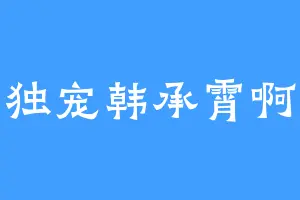独宠韩承霄啊