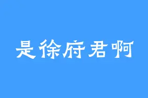 是徐府君啊