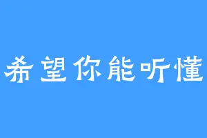 希望你能听懂